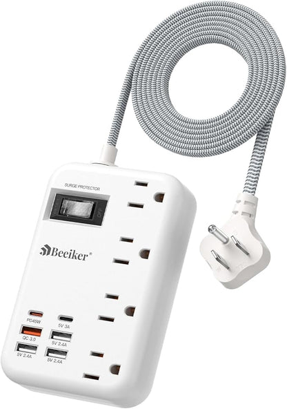 45W USB C Surge Protector Power Strip, Travel Power Strip by Beeiker-BetterHelperforYou