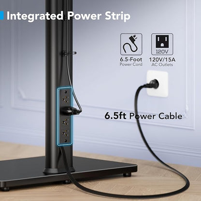 AX WABER Floor TV Stand with Power Outlet, Universal TV Stand Mount - Image 2