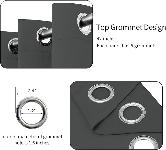 Easy-Going Blackout Curtains for Bedroom, Solid Thermal Insulated Grommet and - Image 4