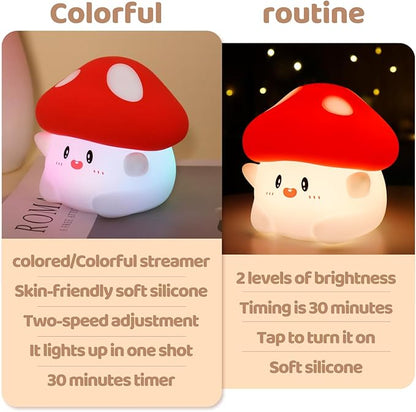 Rytinazzz Mushroom Night Light, Color Changing & 50-Hour Battery, Squishy Lamp - Image 2