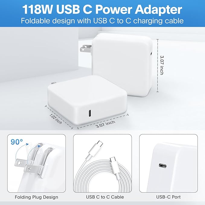 Sunveza Mac Book Pro Charger - 118W USB C Charger Fast Charger Compatible - Image 7
