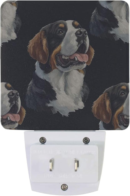 Pigsaly Led Night Light Watercolor Cute St Bernard Dogs Head Night Light Plug - Image 2