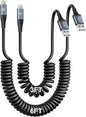 iPhone Charger Cable for Car, Coiled Lightning Cable 2 Pack Lightning Cord by KIYODA