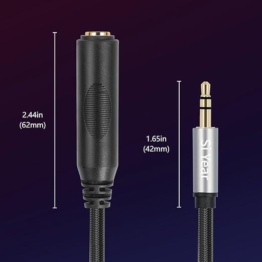 SiYear 1/4" to 3.5mm Headphone Extension Cable - Image 3