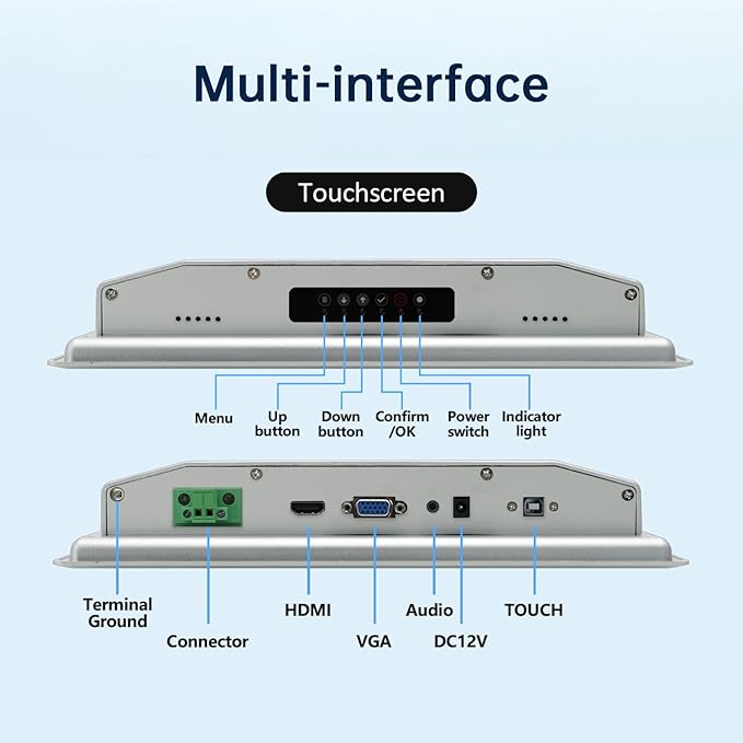 10.1-Inch Industrial Touch Screen Monitor, Ratio 16:10 Embedded PCAP - Image 6