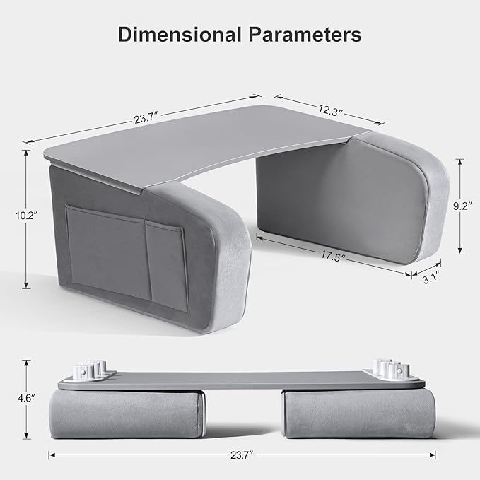 Reading Pillow for Gaming with Ergonomic Arm Rests, Wooden Lap Desk for Laptop - Image 9