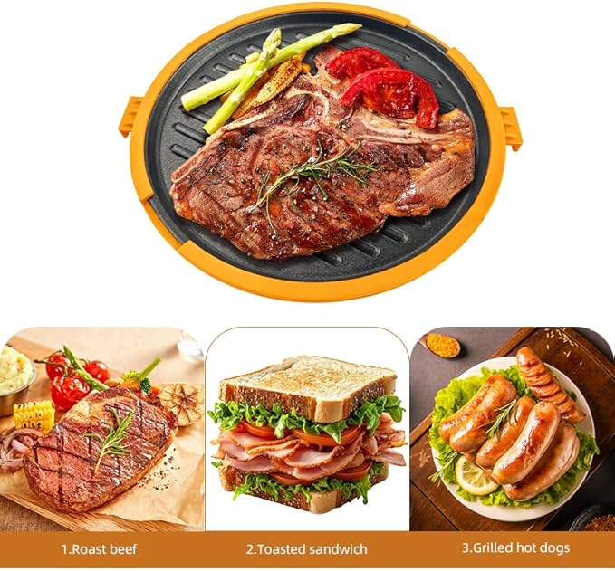 9.5inch 5-in-1 Microwave Grill Pan, Grilled Cheese, Large Toastie Sandwich Maker - Image 5