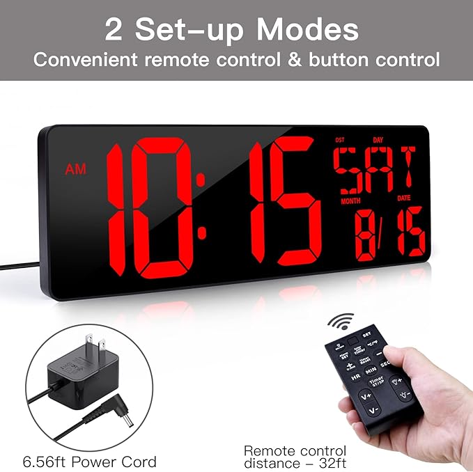 XREXS Large Digital Wall Clock - Image 5