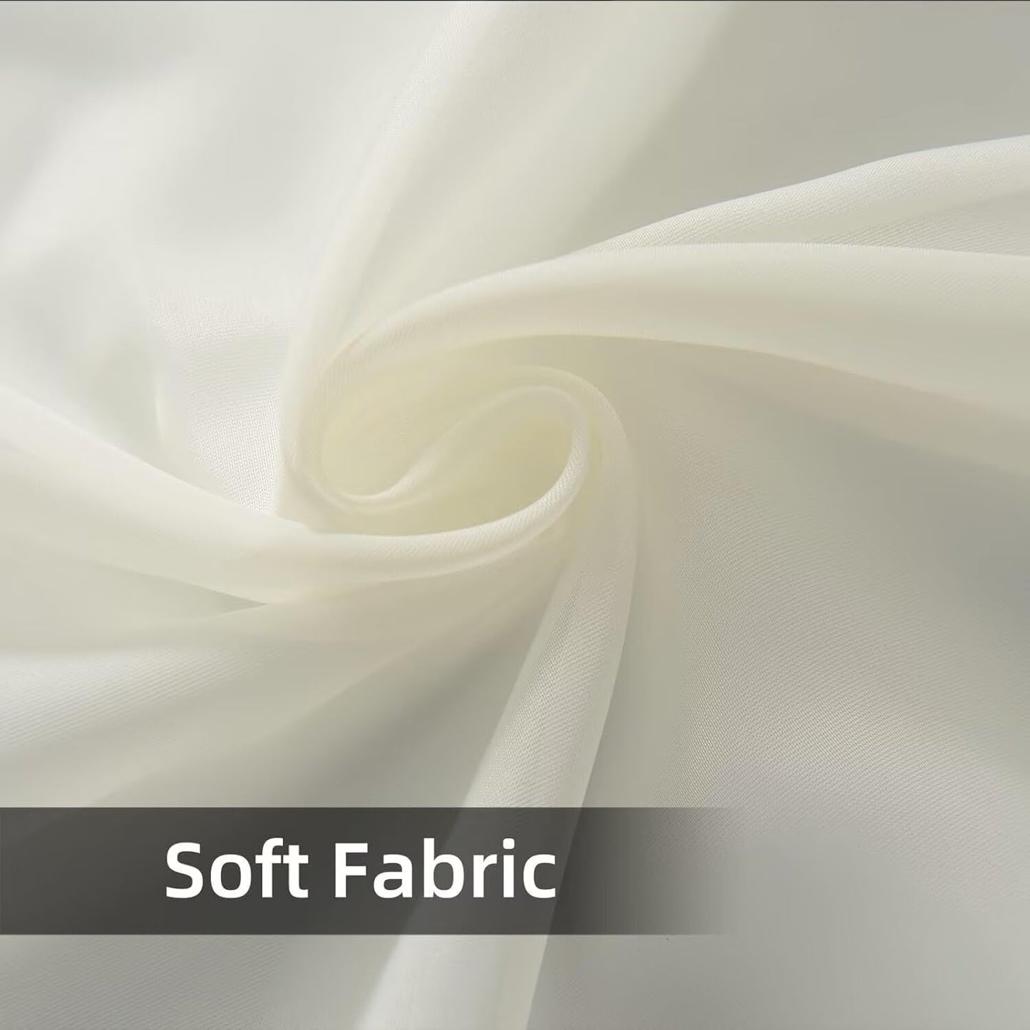 youleyar Solid Sheer Rod Pocket Curtain Voile Draperies 4 Panels Ivory Beige Black Grey Coffee 52 Inch Width 96 Inch Long 1 Pair for Kitchen Bedroom Children Living Room Yard(Ivory,52Wｘ96L)