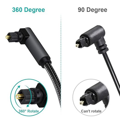 EMK 90 Degree Toslink Optical Cable 360 Degree Free-Rotating Plug Fiber Optic - Image 5
