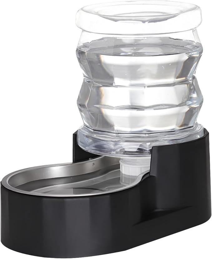 RIZZARI Automatic Gravity Pet Waterer Dispenser : 4L Black Stainless Steel Bowl by RIZZARI