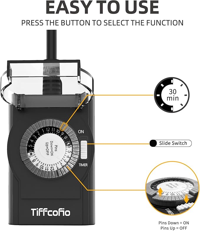 Outdoor Timer Outlet Waterproof, 24 Hour Mechanical Light Timer Outdoor - Image 5