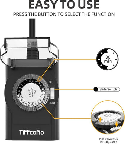 Outdoor Timer Outlet Waterproof, 24 Hour Mechanical Light Timer Outdoor - Image 5