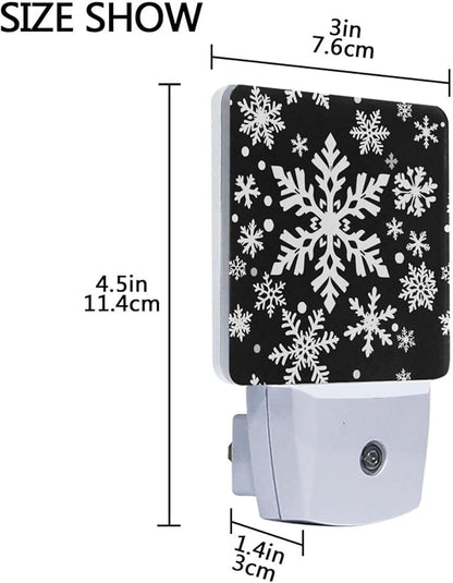 Pigsaly Led Night Light White Black Texture Christmas Snowflakes Night Light - Image 3