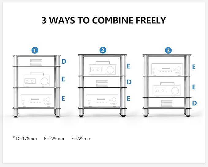 FITUEYES 4-Tier Media Stand Audio/Video Component Cabinet - Image 3