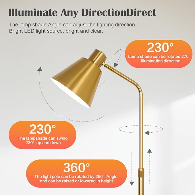 Gold Brass Industrial Floor Lamps - Image 7