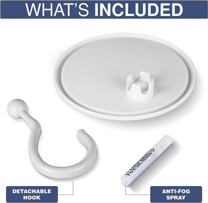 Hangable Round Fogless Shower Shaving Mirror, 6.7" Diameter | Anti Fog Shatterproof Mirror with 360° Swivel Rotatable Hook for Hanging; Hangs on Showerhead, Towel Rack, Caddies, or Rods