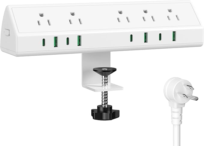 45W Fast Charging Station, Desk Clamp Power Strip, 4 PD USB-C Ports, 5 AC by Jgstkcity