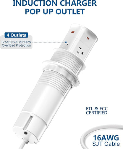 Pop Up Outlet for Countertop, Recessed Power Strip, Power Grommet 3.15 inch - Image 6