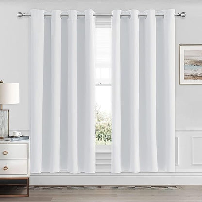 CUCRAF Grayish White Blackout Curtains 54 Inches Long, Thermal Insulated Noise by CUCRAF