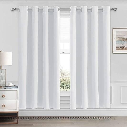 CUCRAF Grayish White Blackout Curtains 54 Inches Long, Thermal Insulated Noise by CUCRAF