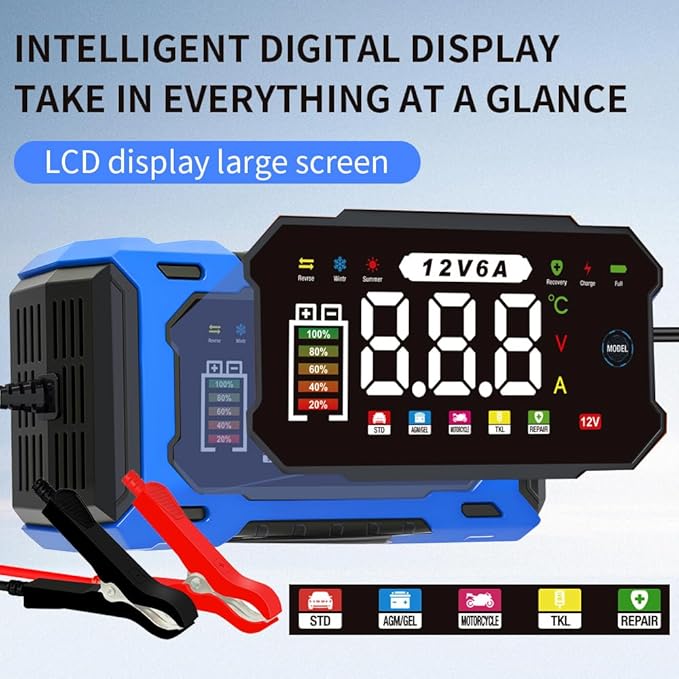 6-Amp 12V Smart Car Battery Charger, Battery Maintainer Trickle Charger - Image 5