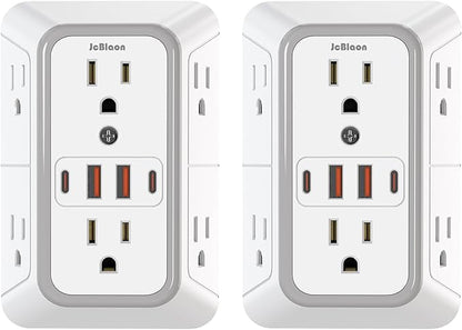 2 Pack Outlet Extender Surge Protector, 6 Outlet Splitter by JcBlaon