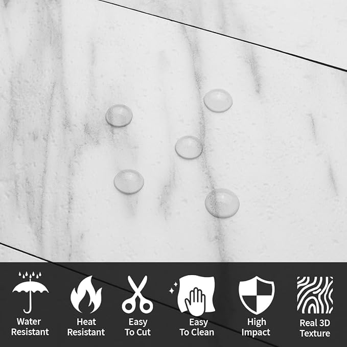 AULIGET 100-Piece White Marble Look Peel and Stick Backsplash Wall Tiles - Image 3