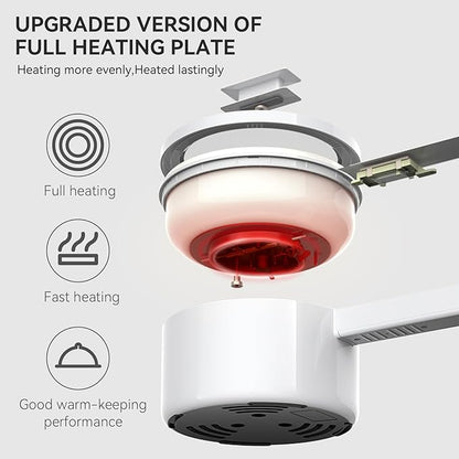 olakys. Electric Hot Pot with Steamer, 1.5L Ceramic Glaze Non-stick Portable Pot - Image 3