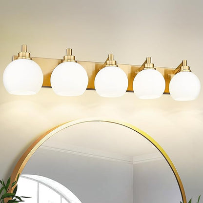 METWET Bathroom Light Fixtures, 5-Light Brushed Gold Bathroom Vanity Lights - Image 7