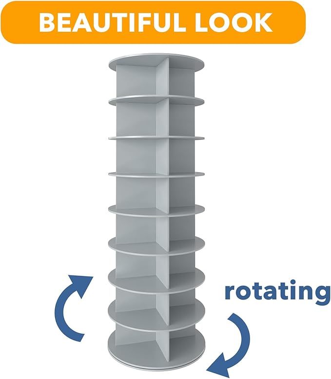SpaceAid 8 Tier Rotating Shoe Rack Tower, Spinning Shoe Display Lazy Susan - Image 7