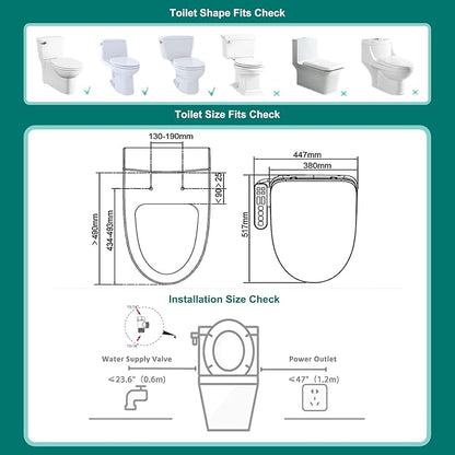 Aquatiz Elongated Smart Toilet Seat, Electronic Heated Toilet Seat, - Image 5