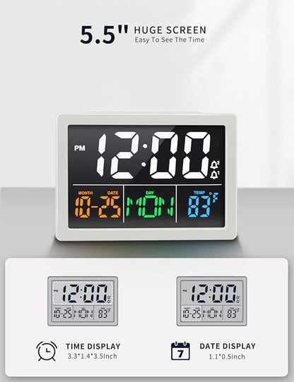 Digital Alarm Clock, with 5.5" Large LED Time Display, Adjustable Alarm Volume - Image 2