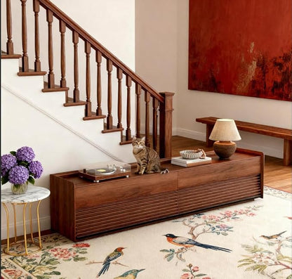 POVISON Fully-Assembled Mid Century Modern TV Stand, 94.49" Wood Media Console - Image 9