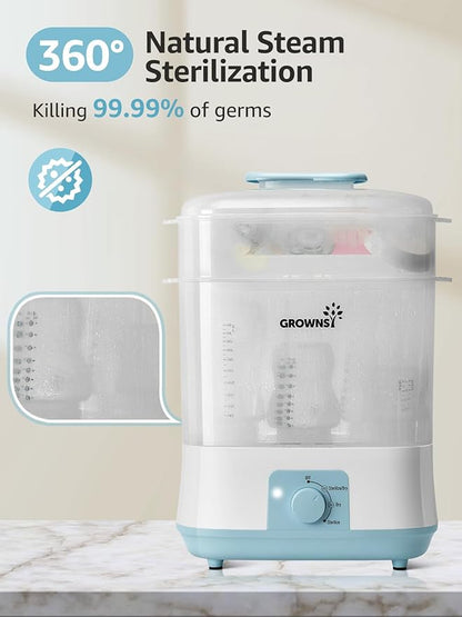 Grownsy Adjustable 4 in 1 Large Bottle Sterilizer and Dryer, 8 Bottles Capacity - Image 2