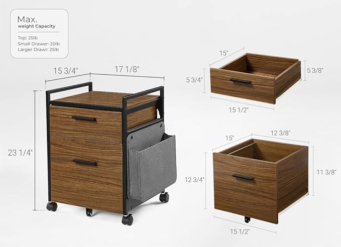 EUREKA ERGONOMIC 2-Drawer Mobile File Cabinet - Image 3
