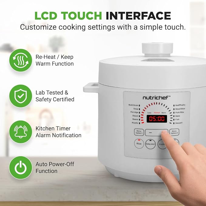 NutriChef Electric Pressure Cooker 6 Quart Capacity | 9 Function Digital - Image 3