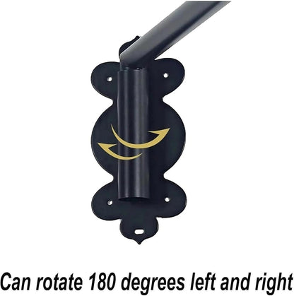 Adjustable Heavy Duty Swing Arm Curtain Rod Black Window Display Stand with Finials Customizable Length for Side Panels & Front Door Decor