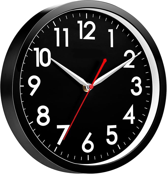 AKCISOT Wall ClockModern Black Silent Non Ticking Wall Clocks Battery Operated - Image 2