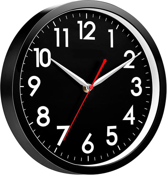 AKCISOT Wall Clock Modern Black Silent Non Ticking Wall Clocks Battery Operated by Akcisot