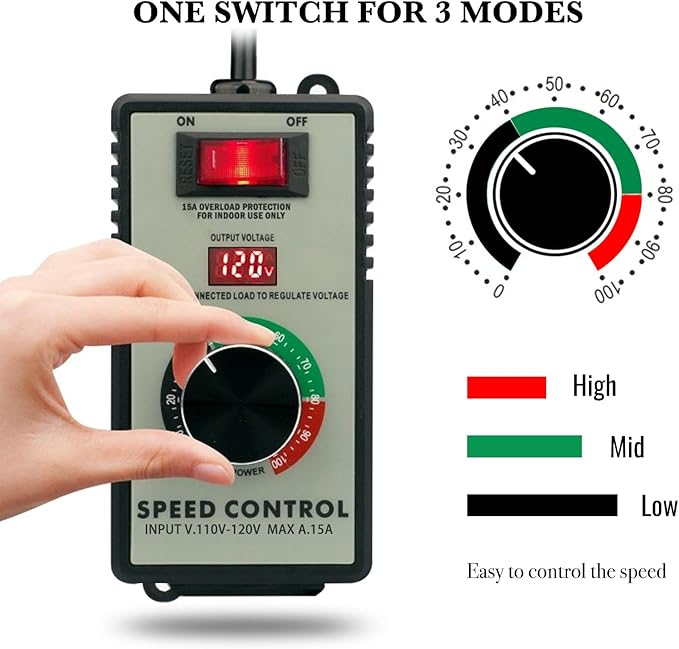ZOWZEA AC Motor Variable Speed Controller 120V 15A 4000W - Image 2