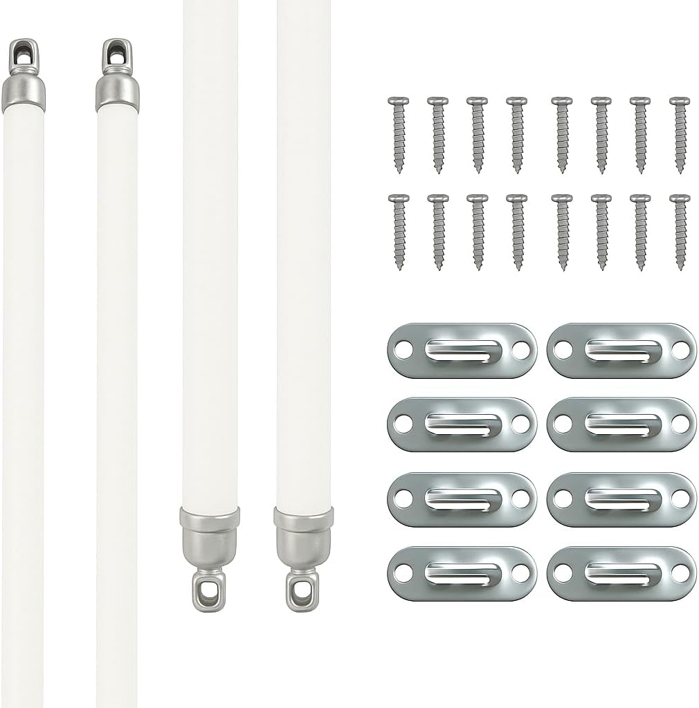 Swivel End Sash Curtain Rods 5/16-Inch 2 Rods per Pack (Adjustable Width, OFF-White w/Nickel Ends) by Castellanos (21-38)