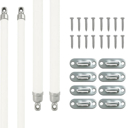 Swivel End Sash Curtain Rods 5/16-Inch 2 Rods per Pack (Adjustable Width, OFF-White w/Nickel Ends) by Castellanos (21-38)