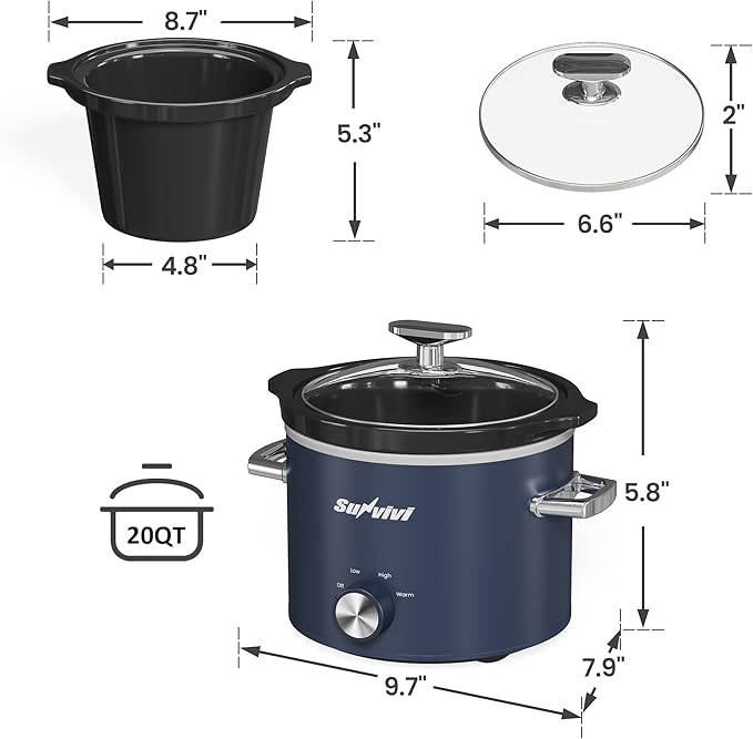 Sunvivi 2 Quart Slow Cooker, Small Slow Cooker - Image 7
