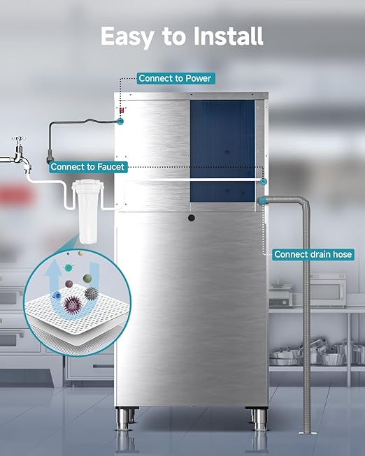 EUHOMY Commercial Ice Maker Machine, 800lbs/24H, Industrial Ice Machine - Image 7