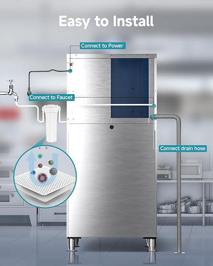 EUHOMY Commercial Ice Maker Machine, 800lbs/24H, Industrial Ice Machine - Image 7