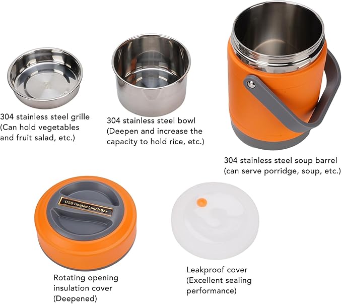 AYNEFY Electric Lunch Box, 2L Stainless Steel Portable Electric Food Warmer - Image 7