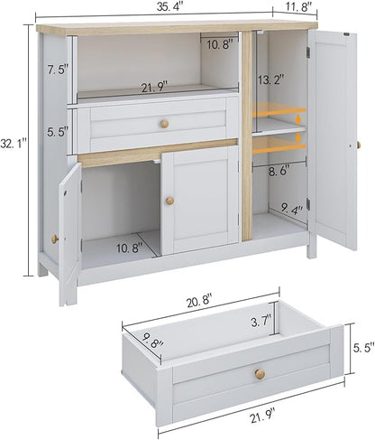 Storage Cabinet with Doors and Drawers, Kitchen Storage Cabinets，with Drawer - Image 3