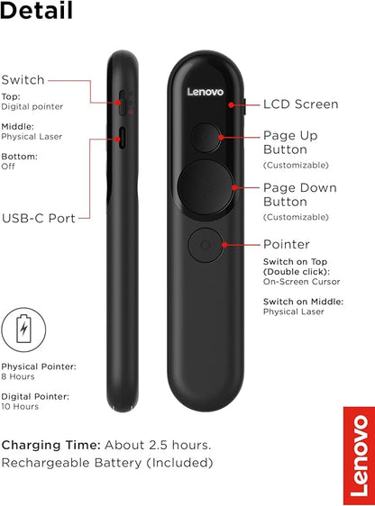 Lenovo Laser Rechargeable Presentation Remote, Digital & Laser Pointer - Image 9