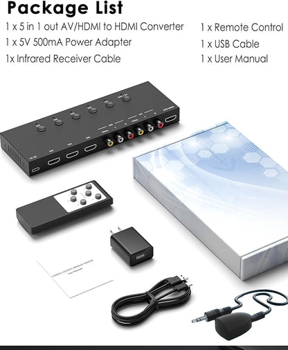 2-in-1 HDMI & AV Switcher – Play PS5 & Retro Games on 1 TV, 3 HDMI 2.0 + 2 RCA - Image 6